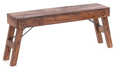 DESIGN DELIGHTS Faltbare SITZBANK Aldo | 112x48x28cm (BxHxT), Recyclingholz | rustikale Holzbank, Küchenbank aus Massivholz, Beistellbank, Flurbank, Gartenbank | Farbe: 02 Hellbraun