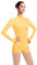 FYMNSI Damen Langarm Ballettanzug Ballettbody Sport Tanz Body Gymnastikanzug Trikot Bodysuit Einteiler Turnanzug Leotards Overall Stehkragen Einfarbig Elegant Bodies Ballett Langarmbody Gelb XS