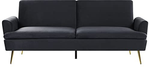 Beliani Moderner 3-Sitzer Sofa Samtstoff schwarz Vettre