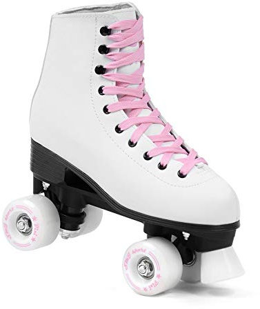 SMJ sport Damen Klassische Retro Rollschuhe | ABEC7 Kugellager | Mint Rosa Mädchen Classic Roller Skates Inliner Inlineskates | Gr. 35, 36, 37, 38, 39, 40, 41 (Weiß/Rosa, 38)