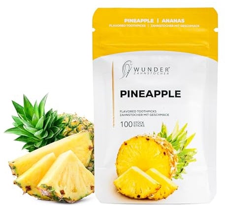 Wunder Zahnstocher - Zahnstocher mit Geschmack - gute Alternative zu Kaugummi - hilft gegen Nägelkauen - frischer Atem mit Aromatisierte Zahnstocher - Zuckerfrei, Vegan (Ananas)