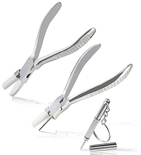 LEONTOOL Rund- und Flachnasen-Brillenzangen-Set, Nylon, Brillenrahmenzange, Brillenreparaturwerkzeug, Optiker-Werkzeug mit Brillen-Reparaturschraubendreher