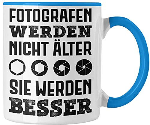 Trendation - Fotograf Tasse Zubehör Fotografie Geschenk Fotografieren Kaffeetasse Geschenkideen Lustiger Spruch (Blau)