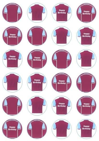 24 Rice/Wafer Paper Edible Cupcake Toppers (Football Team - Design B)