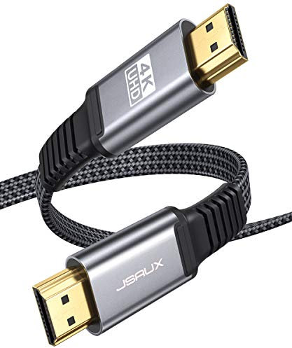 JSAUX 𝙉𝙀𝙒 HDMI Kabel 2Meter [4K@60Hz,HDMI 2.0,18Gbps] 4K Flach HDMI 2.0 Kabel Highspeed 3M HDMI Nylon Geflochten Kabel Support 3D HDR UHD 2160p 1080p Ethernet ARC kompatibel mit PS3/4 TV PC Grau