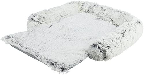 TRIXIE wasserundurchlässige und besonders kuschelige Hundedecke für die Couch Polster-SCHONDECKE Harvey, ECKIG, 70 × 90 cm, WEIß-SCHWARZ - mit abnehmbarem, waschmaschinengeeignetem Bezug - 38045