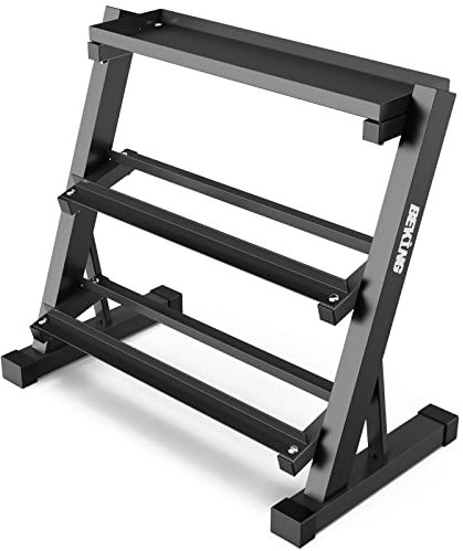BEKING Dumbbell Rack, 3 Tier Weight Storage Rack for Dumbbells, Kettlebells, Multilevel Free Weight Organizer Stand for Home Gym Fitness, 1000-Pound Capacity