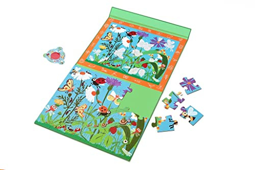 SCRATCH 276181240 Magnetisches Entdeckerpuzzle für Kinder ab 3 Jahren, mit Zauberlupe, Motiv: Gartentiere/Insekten, 30 Teile
