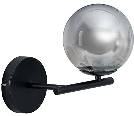 Aplique bola de cristal y metal negro de 27x20x18 cm