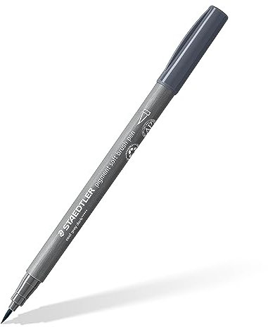 STAEDTLER soft brush pen pigment Arts, dunkel kaltgrau, softe Pinselspitze für besonders variable Linienbreiten, Premium-Zeichentusche, wasserfest, 10 brush pens im Kartonetui, 372-871