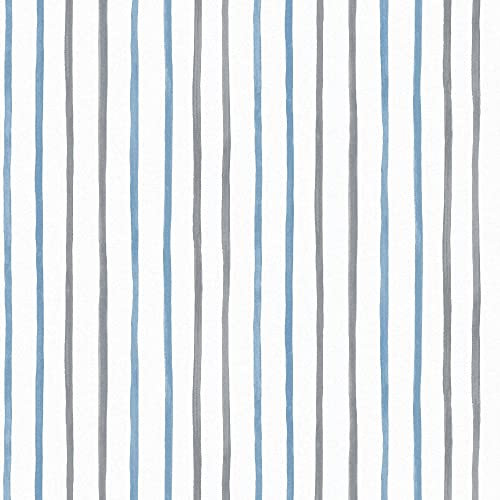 Laura Ashley Painterly Stripe Vliestapete Blue 10mx52cm | Tapeten Wohnzimmer, Wandverkleidung | Einfach anzubringen und zu Entfernen 1005 x 52