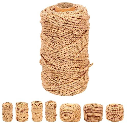 Swpeet Ficelle de jute de 10 mm x 50 m, marron naturel, longue ficelle pour emballage, jardinage, travaux manuels