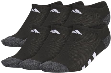 adidas 6 Pairs Boys Girls Sports Socks Padded Invisible Socks - Durable, Breathable, Low Profile Fit, Black/Onix Grey/White, Large, Black/Grey Onix/White, L