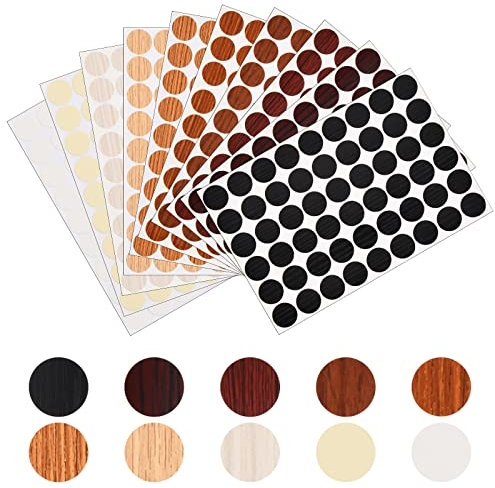 Anseom 540 Stücke Selbstklebende Abdeckkappen - 10 Blatt PVC Schraubenloch Aufkleber, 10 Farben, 21 mm Schrauben-Abdeckungen für Schrank Möbel