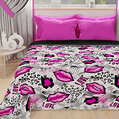 PETTI Artigiani Italiani - Copriletto Singolo Estivo 170x260cm 100 g/m² Double Face, Trapuntino Letto Singolo Primaverile, Trapunta Leggera, Lipstick Bianco, 100% Made in Italy