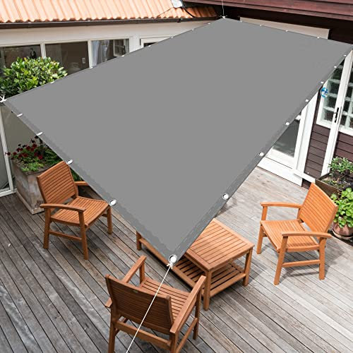 Sonnensegel Rechteckig 3.5 x 4.5 m Rechteckig Wasserdicht UV Schutz Garten Outdoor Sonnensegel inkl Befestigungsseile für Terrasse, Balkon, Pool und Garten, Hellgrau