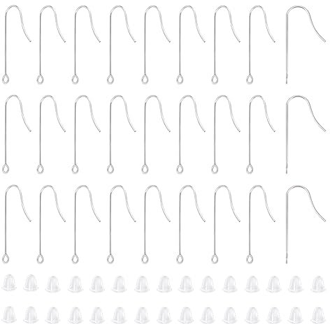 UNICRAFTALE 150 Pcs 316 Surgical Stainless Steel Earring Hooks with Vertical Loops Long Earwire Hooks with 200 Pcs Earring Backs for DIY Jewelry Making Supplies