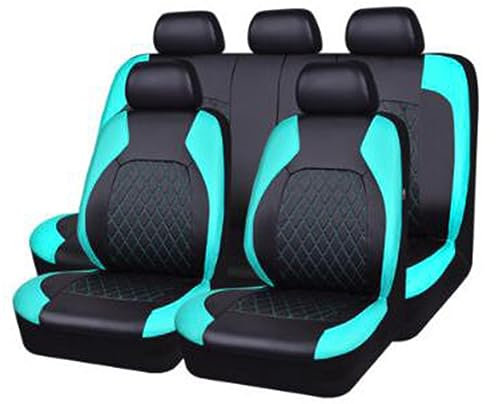 VOIV 9PCS Auto Sitzbezüge Sets für Nissan Micra K12 2003 2004 2005 2006 2007 2008 2009 2010, Leder Wasserdicht Vordersitze Rücksitzschoner Leicht Zu Reinigen Schutz Lederausstattung,E Green