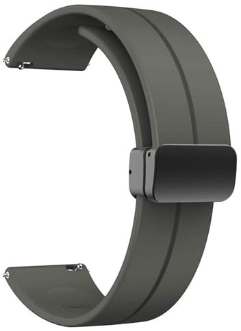 diloy Cinturino BR45 – Silicone con chiusura magnetica – Compatibile smartwatch – 20mm 22mm – Rilascio rapido, elegante e flessibile Grigio 22mm