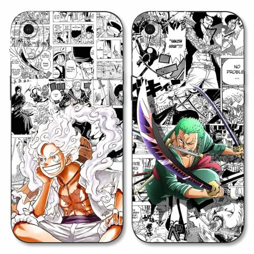 PBNDJVG 2 Stück Handyhülle für Apple iPhone XR Hülle 6.1'' Anime Luffy Zoro Gear 5 Sun God Nika Muster Design Manga Mode Case Kameraschutz Schutzhülle Stoßfest TPU Silikon Weich Ultra Dünn Schwarz2