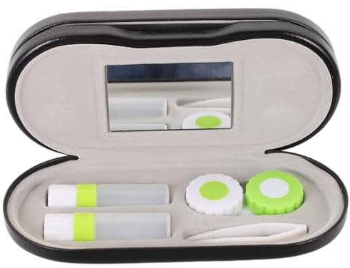 GOOHOCHY Travel Essential: Black Lined Eyeglass Lens Case Compact 2-in-1 Storage for Glasses Contacts and Accessories