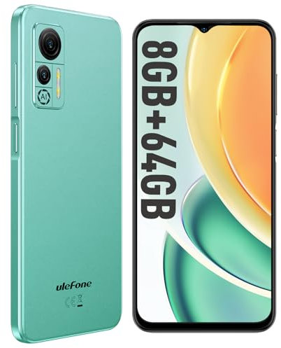 Ulefone Note 14 Handy ohne Vertrag Günstig, 64GB ROM 8GB RAM 128GB SD 6,52 Große Bildschirm 4500mAh 13MP+5MP Kamera Android 12 Smartphones 3 Slots/4G Handy Dual SIM/Face ID/GPS/OTG/Type-C - Grün