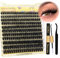 ALICE Lash Clusters Kit Fluffy Volume Lash Extension Kit 3D Wispy Natural DIY Eyelash Extension Kit with 220Pcs Individual Lashes, Lash Bond and Remover,Tweezers(10-16mm,0.05D, D Curl)