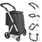LEUYA ABC Einkaufstrolley, 46 l, Einkaufstrolley, 4 Räder, mit Kühltasche, faltbar, verstellbare Griffe, leicht, aus Aluminium (schwarz)
