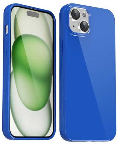 Svanove for iPhone 15 Case Silicone, Glossy Soft Rubber Gel Jelly Cute Protective Plastic Simple Plain Phone Case Cover for Women Girl, Slim Thin Flexible Shockproof TPU, Royal Blue