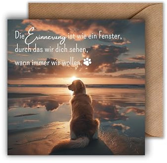 WBdesignz Trauer Karte Haustier mit Umschlag - einfühlsame Trauerkarte “Pfotenherz” mit Spruch Besinnliche Beileidskarte für Hund aufrichtige Kondolenzkarte Beileid Tier Anteilnahme (125 x 125 mm)