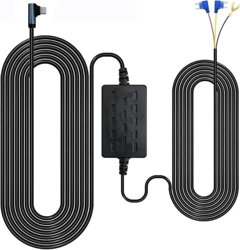GKU Kit hardwire tipo C, 3,5 m, cavo di ricarica per auto, monitoraggio parcheggio con protezione sottotensione, 12 V, 24 V, 5 V, 3 A, (per D700 D600 D600pro D900 Dash Cam)