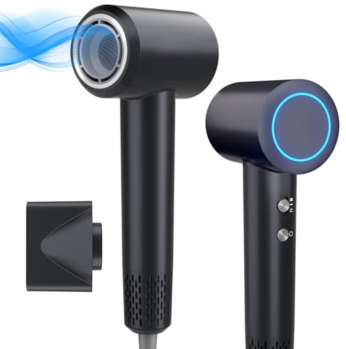 MMK Secador Pelo Profesional con Boquillas, Motor Sin Escobillas de 110.000 RPM, 57 dB de Ruido Bajo Secador Pelo Ionico,Hair Dryer con 3 Temperaturas y 2 Velocidades, Negro