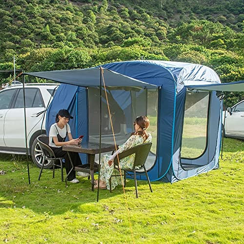 Big Space Auto Heckklappe Vorzelt - Automatisches SUV Kofferraumzelt mit Ausziehbarer Markise & Bildschirm - Ideal für Outdoor-Camping, Familientourismus, Angeln & Picknick Reisen - Blau