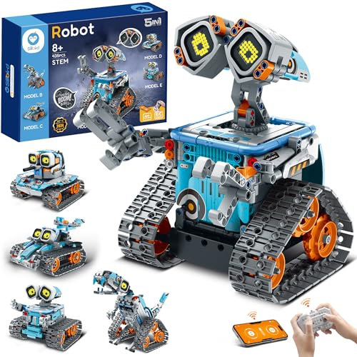 Sillbird 5-in-1-Technik Roboter Kinder für Jungen, Programmierbares Bauspielzeug mit App-Fernsteuerung, Kreative Mint Jungen und Mädchen ab 8+ Jahren
