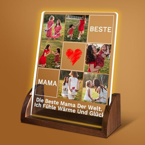 Cozifitgear Mama Geschenk Personalisierte Led Bilderrahmen - Geschenke für Mama zum Muttertag, Geburtstag, Weihnachten von Tochter & Sohn - Besten Geschenke für Mütte