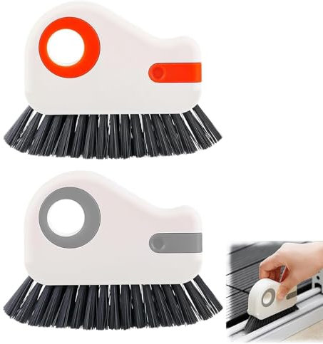 2 Pcs Window Track Cleaning Tools, Versatile 2 in 1 Groove Cleaning Brush,window cleaner tool for Sliding Door Track Showers Bathtub crevice cleaning brush window cleaning brush(Orange,black)