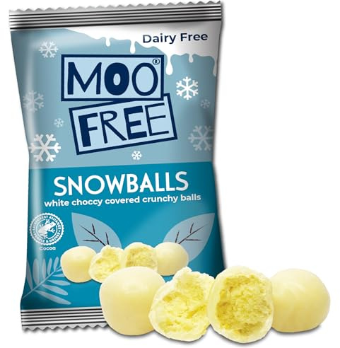 1 x Moo Free Bag of Dairy Free & Vegan White Chocolate Snowballs | Stocking Filler & Present (35g)