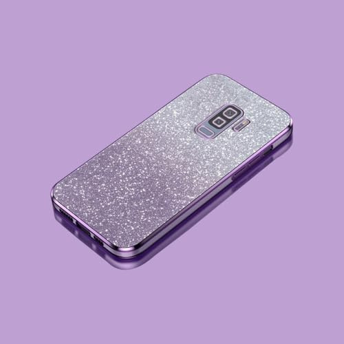 PAIXIKYZ Kompatibel mit Samsung Galaxy S9 Plus | Elektroplattierte Transparente TPU + Glitzerpapier Weiche Handyhülle