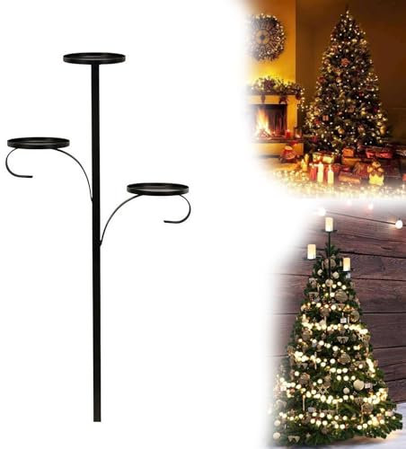 Triple Tree Topper,Black Tree Topper Candle Holder,Candelabra Tree Topper for Christmas,3 Tier Candle Holder,Christmas Topper Unique, Light Up Christmas Tree for Tableware Kitchen (Black)