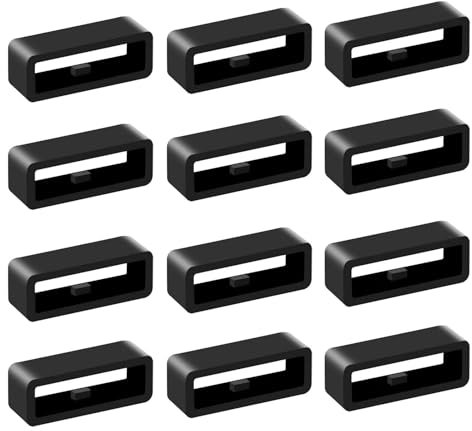 12 Stück Silikon Uhrenarmband Schlaufe, Innendurchmesser 22mm Ersatz Verschlussring Kompatibel mit Garmin Vivoactive 3/Venu sq 2/Fenix 6s Armband usw (Schwarz)