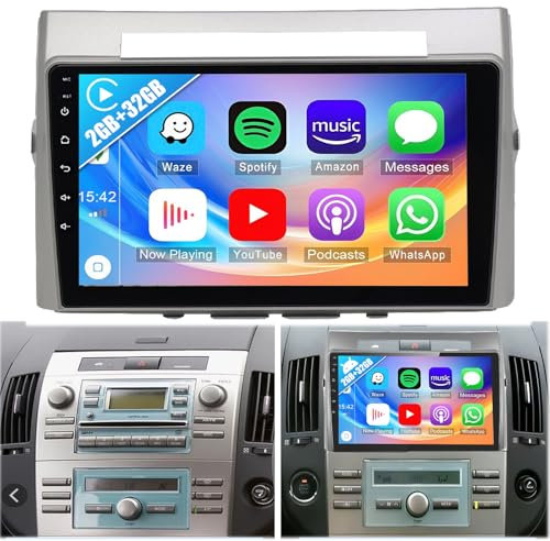 Autoradio mit Navi für Toyota Corolla Verso AR10 2004-2009,2G+32G Android 13 Autoradio mit 9 Zoll Bildschirm,Carplay Android Auto Bluetooth Mirror Link HiFi WiFi SWC FM/RDS Radio + Rückfahrkamera
