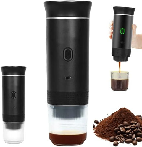 Maker per espresso portatile, caffettiera da viaggio auto-riscaldamento 3 in 1, Mini Espresso Machine con 3 modalità per viaggi, campeggio, escursioni, caffè portatile, nero