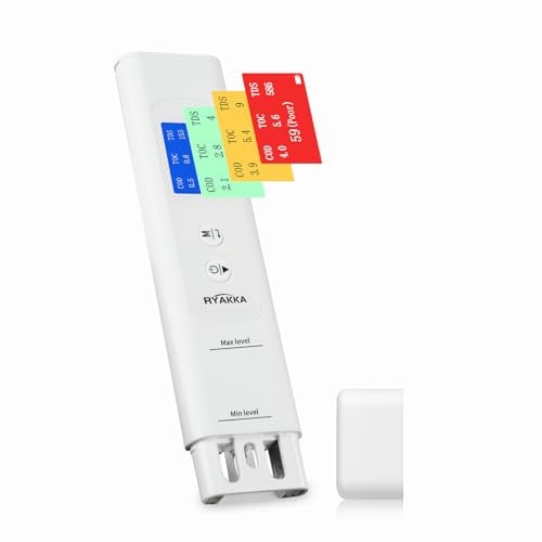 RYAKKA 6IN1 Trinkwassertester mit Intelligente Wertung, Tds Messgerät für Trinkwasser Digitaler Bakterien Wasserqualität Tester für Haus, Camping | TOC, COD, EC, UV275, Temp & TDS