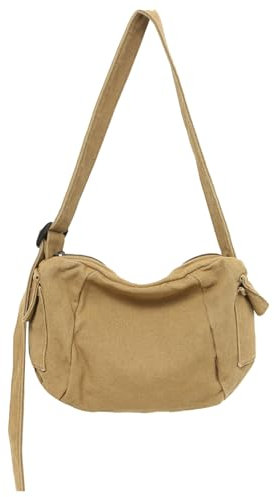 Boziee kleine Damen Umhängetasche Herren Schultertasche Canvas Freizeit Crossbody Tasche für Alltag und Reisen (Braun)