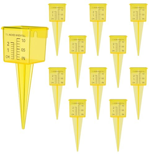 CIATBYYJ 10 Pack Rain Gauges, 1.5 Rain/Sprinkler Gauge for Lawn with Wide Mouth, Accurate Outdoor Rain Gauges Measuring Tool for Yard Garden Deco (Yellow)