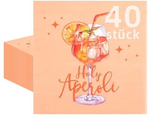 40 Stück Aperol Deko Servietten Geburtstag,Aperol Spritz Jga Deko,33×33cm Aperol Geschenk Servietten Orange Mit”Holy Aperoli”Für Partys.Zitronen Servietten Für Jugendweihe,Hochzeit, Geburtstagsfeier