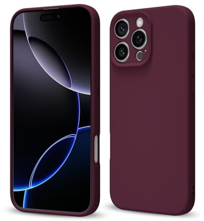Svaove for iPhone 16 Pro Max Phone Case Liquid Silicone, Thin Ultra Slim Minimalist Phone Cover, Girly Cute Plain Bright Solid Color Matte Soft Rubber Jelly Gel Plastic TPU Bumper, Burgundy Maroon