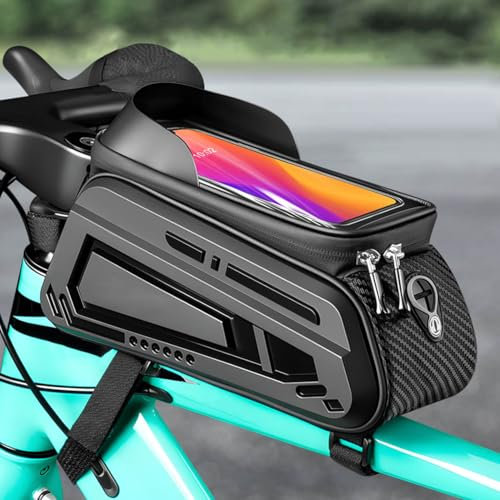 OTCPP Fahrrad Rahmentasche für Cube Kathmandu Pro 2023, Fahrradtasche Rahmen Wasserdicht Fahrrad-Rahmen-Telefontasche Oberrohrtasche mit TPU Sensitivem Touchscreen