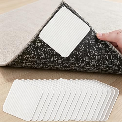 Teppich Antirutschunterlage, 16pcs Antirutschmatte für Teppich, Teppichunterlagen rutschfest und Waschbarer Greifer, für Hartholzböden rutschfest Teppichstopper 10cmx10cm