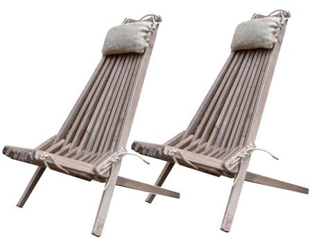 Gov Wood Sedia a sdraio pieghevole in legno, 2X 106x56x86 cm